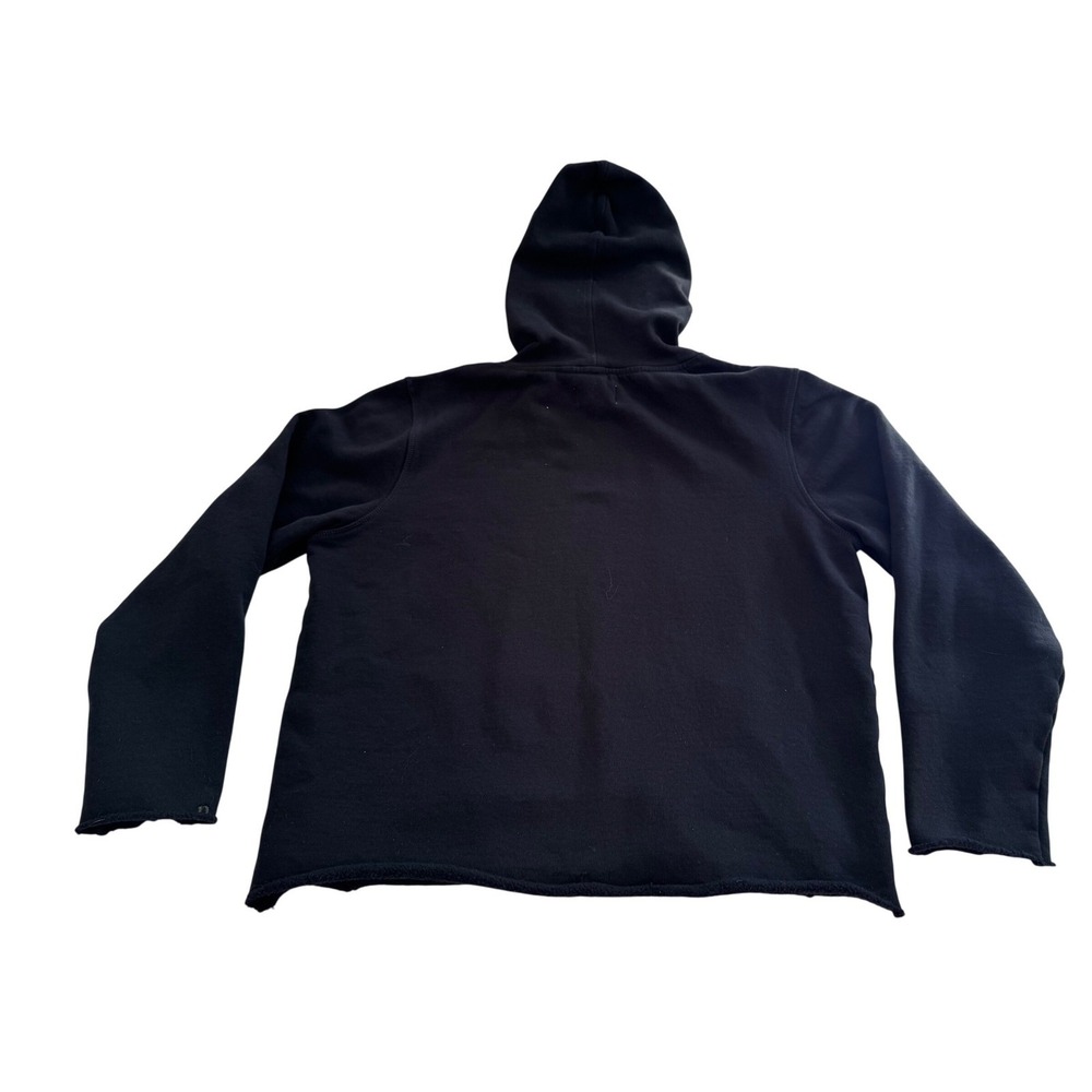 PACT Organic Cotton Raw Hem Hoodie Black Fleece Pullover Sweatshirt XS Cozy - Picture 3 of 7